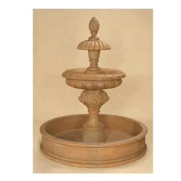 Piloni Two Tier Pond Outdoor Cast Stone Garden Fountain Fountain Tuscan